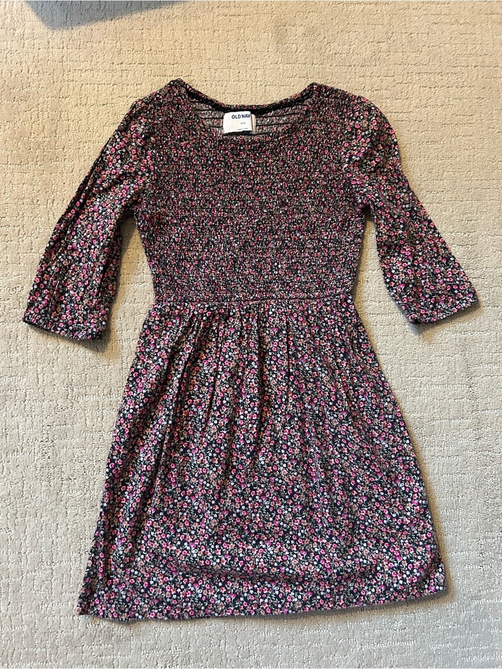 Old Navy girls smocked ditsy floral dress medium fall